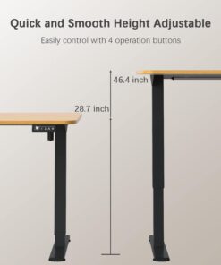 Furmax Electric Height Adjustable Standing Desk Large 55 x 24 Inches Sit Stand Up Desk Home Office Computer Desk Memory Preset with T-Shaped Metal Bracket, Maple 55 Inch 13 51uIC3EKtfL