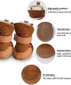 URBEST Dog Shoes with Hook Loop Closure Booties Pet Dog Chihuahua Shoes Boots, 4Pcs (5#, Brown) 5# 23 51uIgzkdfNL