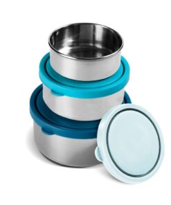 Alternative view of MIRA Stainless Steel Lunch Box Food Storage Containers | BPA Free, Eco-Friendly & Reusable Snack Food Nesting Containers | Set of 3 (Navy/Arctic/Icy) Navy/Arctic/Icy