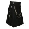 Scottish Black Fashion Utility Kilt with Silver Chains 36 Regular