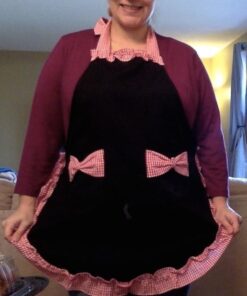 Hyzrz Women's Apron with Pockets, Black and Red Multicolor 27 51uTObbAqDL