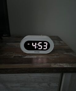 REACHER Small LED Digital Alarm Clock with Snooze, Simple to Operate, Full Range Brightness Dimmer, Adjustable Alarm Volume, Outlet Powered Compact Clock for Bedrooms, Bedside, Desk, Shelf(White) White Digit 38 51uUjGyMzCL
