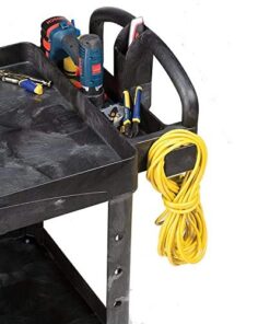 Rubbermaid Commercial Products Heavy-Duty 2- Shelf Utility Cart, Ergo Handle, Lipped Shelves, Large, Black (FG454600BLA) 2-Shelf 13 51ucBnXTOEL