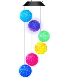 AceList Color Changing Solar Power Wind Chime Crystal Ball Wind Chime Wind Mobile Portable Waterproof Outdoor Windchime Light for Patio Yard Garden Home C-crystal Ball 23 51usFb1AyL