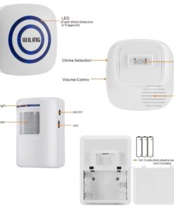 Door Chime,Wireless Business Door Motion Sensor Detector Smart Visitor doorbell Home Security Driveway Alarm with 1 Plug-in Receiver and 1 PIR Detector Weatherproof(White) 8 51uzlC8hImL