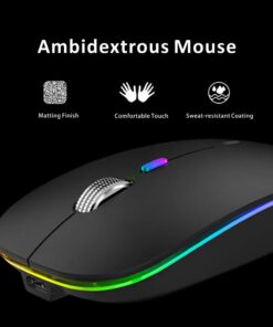 Uiosmuph LED Wireless Mouse, G12 Slim Rechargeable Silent Mouse, 2.4G Portable USB Optical Computer Mice with USB Receiver and Type C Adapter (Matte Black) Matte Black 29 51v72j6c4bL