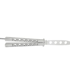 VORNNEX Practice Butterfly Knife Trainer,Full Stainless Steel Unsharpened 100% Safe Dull Balisong Knives Trainer Butterfly Comb for Training(Silver) 19 51vEFsQccDL