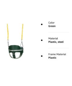 Eastern Jungle Gym Heavy-Duty High Back Half Bucket Toddler Swing Seat with Coated Swing Chains and Safety Strap With safety trap 14 51vP SPCQeL