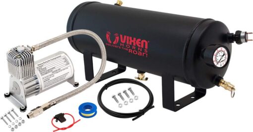 Vixen Horns 1.5 Gallon (6 Liter) Train/Air Horn Tank with 150 PSI Compressor Onboard System/Kit 12V VXO8715