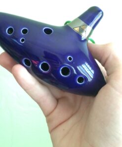 TOTMC Legend of Zelda Ocarina of Time Triforce Link 12 Hole Alto C Mediant Tone Ocarina Zelda Cosplay Ceramic Replica + Textbook Blue,Gold,Silver 41 51vjUrAWfgL
