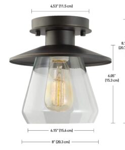 Globe Electric 64846 1-Light Semi-Flush Mount Ceiling Light, Oil Rubbed Bronze, Clear Glass Shade, Ceiling Light Fixture, Bedroom Lights for Ceiling, Dining Light Fixture, Bulb Not Included Oil-Rubbed Bronze 57 51vnRT4UVML