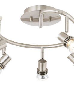 Pro Track 5-Head LED Ceiling Track Light Fixture Kit GU10 Directional Adjustable Silver Brushed Nickel Finish Metal Industrial Spiral Kitchen Bathroom Living Room Dining Hallway Bedroom 15 3/4" Wide Satin Nickel 9 51w1tVFisNL