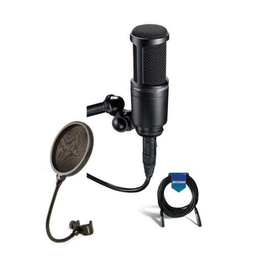 Audio-Technica AT2020 Side-Address Cardioid Condenser Microphone 25' XLR Cable