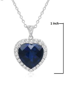 Amanda Rose Collection Heart of the Ocean Pendant Necklace in Sterling Silver (12ct tw) 18 Inch Sterling Silver Chain |Lab Created Ruby or Lab Created Sapphire | Gifts for women Created Blue and White Sapphire 11 51wBD8PiqyL