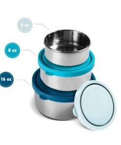 MIRA Stainless Steel Lunch Box Food Storage Containers | BPA Free, Eco-Friendly & Reusable Snack Food Nesting Containers | Set of 3 (Navy/Arctic/Icy) Navy/Arctic/Icy 18 51wLoe34gkL 3