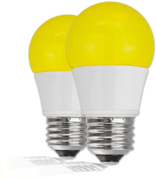 TCP 5 Watt LED Yellow Bug Light Bulbs | Energy Efficient (40W Equivalent) | A15 Yellow Bulb E26 Base | Non-Dimmable | Pack of 2 2 Count (Pack of 1)