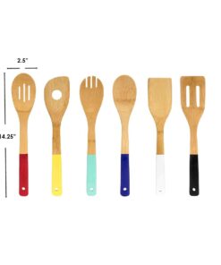 Home Basics Bamboo Cooking Utensils Set with Color Handles, 6-Piece, 2.5" x 12" x .25" 15 51wXPGNkN3L