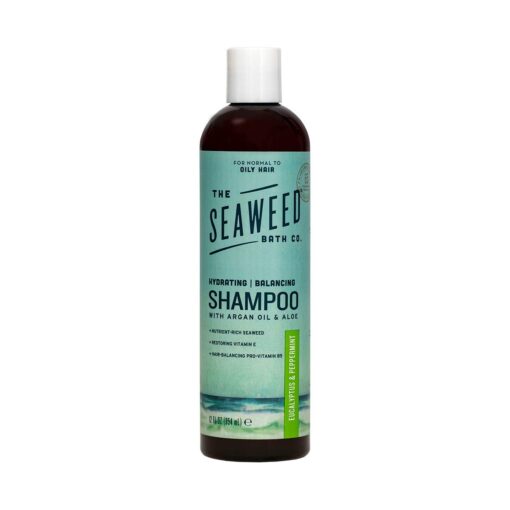 Seaweed Bath Co. Balance Shampoo, Eucalyptus Peppermint Scent, 12 Ounce, Sustainably Harvested Seaweed, Pro Vitamin B5, For Normal to Oily Hair