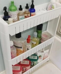 Lavish Store 3-Tier Rolling Cart – Narrow-Space Kitchen or Bathroom Slim Slide Shelves – Organization and Storage Furniture by Lavish Home, (L) 19.5” x (W) 5” x (H) 28”, White 60 51wkHhBgLeL