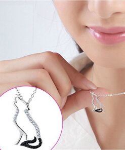 YFN Wolf Pendant Necklace 925 Sterling Silver Cubic Zirconial Wolf Moon Necklace 18" Birthday Day Jewelry for Girlfriend Wife Black Cz Wolf Necklace 18 51wqlwIZ3mL