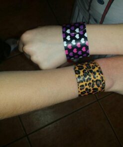 Super Z Outlet Slap On Plastic Vinyl Retro Bracelets with Colorful Hearts & Animal Print Design Patterns for Children, Toy Party Favors (72 Pack) 29 51wsXqc9 L 2