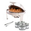 PrestoWare PWR-1RR, Round Roll-Top Chafer with Stand, Stainless Steel 5 Quart Chafing Dish Set with 4 Chafing Dish Methanol Gel Fuels and 16-Inch Stainless Steel Multi-Function Tong 3 51x1GddTYfL