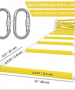 ISOP Outdoor Climbing Rope Ladder - Compact Portable Safety Rope Ladders - Hanging Rope with Hooks for Teens & Adults - Exercise Rope Ladder for Swing Set & Tree House 15 ft 12 51x6QkzR2UL 1