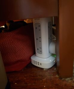 TROND Surge Protector Power Strip Tower - Flat Plug 6 ft Extension Cord with 12 Multiple Outlets, 4 USB Ports(1 USB C), Multi Plug Charging Tower, 1700J, for Home Office Supplies, Dorm Room Essentials 53 51xATMJFUKL