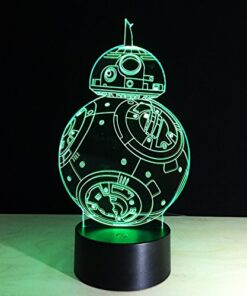HU XUE GUANG 3D Illusion Lamp b b-8 Robots Night Light 3D Night Light for Kids 7 Color Changing Lights Desk Table Lamp Home Decor Sleep Lamp Best Gift Toyss NL-BB-8 7 Color Change 12 51xT8sOrt8L