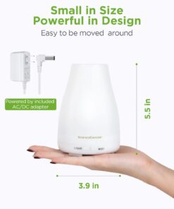 InnoGear Essential Oil Diffuser, Upgraded Diffusers for Essential Oils Aromatherapy Diffuser Cool Mist Humidifier with 7 Colors LED Lights 2 Mist Mode Waterless Auto Off for Home Office Room, White Basic White 26 51xaJk3CO0L