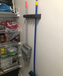 Berry Ave Broom Holder & Wall Mount Garden Tool Organizer - Home Laundry Room, Kitchen, Closet, Shed, Garage Organization and Storage Utility Rack - 5 Slots & 6 Hooks -Rake, Shovel, Mop Hanger (Black) 1 Pack Black 45 51xgWtRvj9L 1