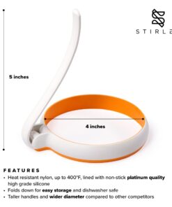 Alternative view of STIRLEX 4-inch Silicone Fried Egg Rings Set, 4-pack, Round Mold for Pancakes, Breakfast Sandwich, Nonstick