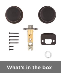 Kwikset Juno Interior Passage Door Knob, Handle For Closet and Hallway Doors, Non-Locking Doorknob in Venetian Bronze, with Microban Protection No Size Transitional 16 51xrU6bAjoL