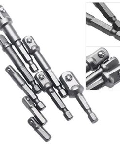 dophee 8Pcs Impact Grade Socket Adapter Set, Square Socket Adapter Bits for Drills, Hex Shank Drill Bits Square Nut Driver Power Extension Bar Set 1/4" 3/8" 1/2" Bits 10 51y7i6GmI4L