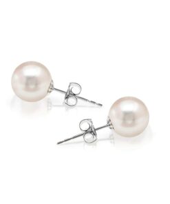 PAVOI Handpicked AAA+ 14K Gold Round White Freshwater Cultured Pearl Earrings | Pearl Earrings for Women Sterling Silver 6MM White Gold 18 51y8ZMKwIlL