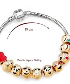 Expression Jewelry Emoticon Charms Bracelet - 18K Gold Plated with 10 Pieces of Interchangeable Enamel Beads 23 51yBCZ2bRRL