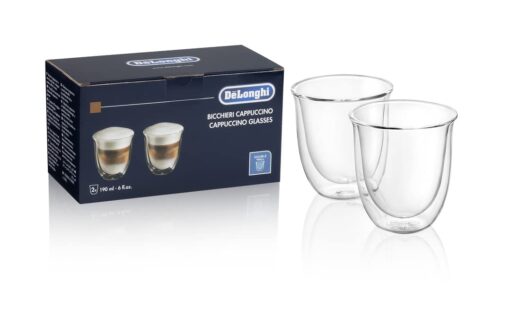 Delonghi 5513214601 Cappuccino Glasses, 270 milliliters Cappuccino Glasses (set of 2)