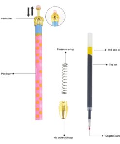 MOACC 12 Pack Cute Pens,Princess Crown Pens Lovely Funny Korean Style Ball Point Pens Black Ink Creative Stationery for School Office Family Use,Gift 12 Count (Pack of 1) 16 51yGjgYgNOL