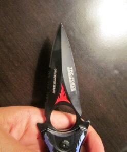 TAC Force TF-707 Series Assisted Opening Folding Knife, Black Half-Serrated Blade, Dragon Handle, 4-1/2-Inch Closed Blue 35 51yHFiboWkL