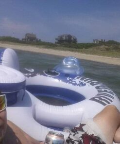 Intex River Run II Inflatable 2-Person Pool Tube Float with Attached Cooler and Repair Kit Multi-colored 34 51yNV0lsK L