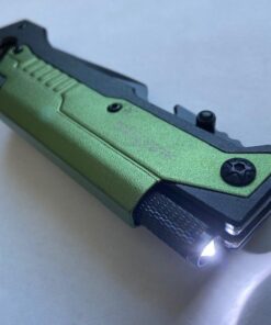 ALBATROSS 6 in 1 Survival Camping Tactical Folding Pocket Knife with Flashlight,Bottle Opener,Rope Cutter,Fire Starter,Glass Breaker,Multi-Function Tool(Green) Green 33 51yOemFGIFL