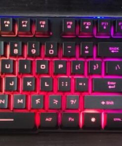 Rii RK100+ Multiple Color Rainbow LED Backlit Large Size USB Wired Mechanical Feeling Multimedia PC Gaming Keyboard,Office Keyboard for Working or Primer Gaming,Office Device RK100+ Rainbow LED Backlit 30 51yRBYQuhjL