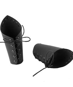 HZMAN Faux Leather Arm Guards - Medieval Cross Bracers - One Size Black 13 51yROcx3GuL