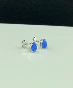 Sterling Silver Created Opal Stud Earrings 7mm Blue-Pear 12 51yYjfaro0L