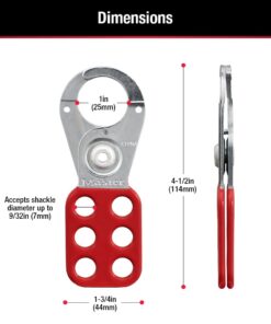 Master Lock 420 Lockout Tagout Hasp with Vinyl-Coated Handle, Red 1" Inside Jaw Diameter 11 51yla83CCYL