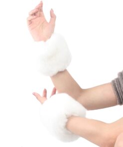 ECOSCO Faux Fur Soft Wrist Cuff Warmers Winter Furry Wrist Warmers for Women Girls White 14 51yv2tR d3L