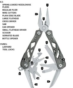 Gerber Gear Suspension 12-in-1 Needle Nose Pliers Multi-tool with Tool Lock - Multi-Plier, Wire Cutter, Crosspoint and Flathead Screwdriver Set, Small Scissors - EDC Gear and Equipment - Gray Grey 31 51yvw8CJGyL