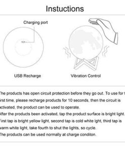 LAWOHO Moon Lamp LED Lighting Night Light 5.9 Inch 3 Colors Dimmable Vibration Control Bedside Baby Nursery 3D Printing Table Lamp for Kids Bedroom Home Decorative Birthday Christmas Xmas Gift 5.9" 13 51zCuINGKEL