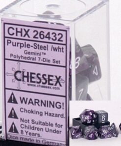 Chessex Polyhedral 7-Die Gemini Dice Set - Purple-Steel with White CHX-26432 7 51zGFrugGBL
