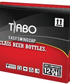 Home Brewing Glass Beer Bottle with Easy Wire Swing Cap & Airtight Rubber Seal -Amber- 16oz - Case of 12 - by Tiabo Amber 22 51zHMdp7SL